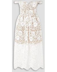 Self-Portrait - Off-the-shoulder Crystal-embellished Corded Lace Midi Dress - Lyst