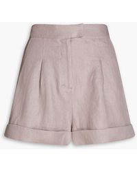 Bondi Born - Antigua Pleated Linen-twill Shorts - Lyst