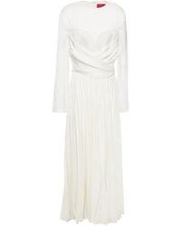 Solace London Tibby Pleated Satin-crepe Maxi Dress - White