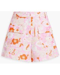 Maje - Floral-print Cotton-canvas Shorts - Lyst