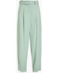 JOSEPH - Drew Belted Stretch-crepe Tapered Pants - Lyst