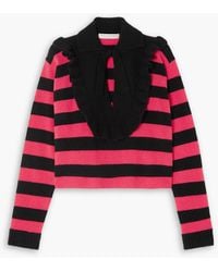 Philosophy Di Lorenzo Serafini - Bow-detailed Ruffled Striped Wool And Cashmere-blend Sweater - Lyst
