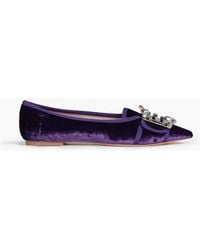 Roger Vivier - Rv broche flache schuhe mit spitzer kappe aus samt mit verzierung - Lyst