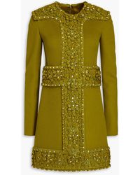 Valentino Garavani - Embellished Brushed Wool And Cashmere-blend Felt Mini Dress - Lyst