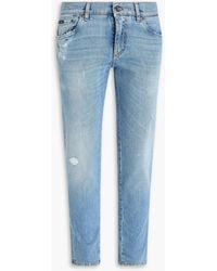 Dolce & Gabbana - Jeans mit schmalem bein aus denim in distressed-optik - Lyst