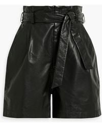 Walter Baker - Velda Belted Pleated Leather Shorts - Lyst