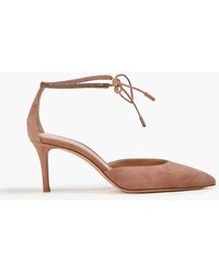 Gianvito Rossi - Montecarlo D'Orsay Crystal-Embellished Suede Pumps - Lyst