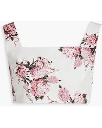 Emilia Wickstead - Cropped oberteil aus baumwolle mit floralem print - Lyst