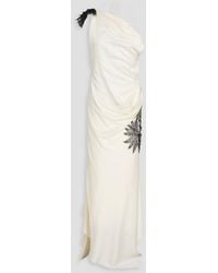 Victoria Beckham - Open-Back Lace-Trimmed Satin-Crepe Gown - Lyst