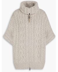 Brunello Cucinelli - Cardigan aus einer woll-kaschmirmischung mit zopfstrickmuster und zierperlen - Lyst