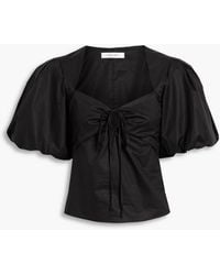FRAME - Gathered Cotton-blend Sateen Top - Lyst