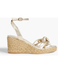 Stuart Weitzman - Playa Knotted Leather Espadrille Wedge Sandals - Lyst