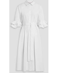 Carolina Herrera - Ruffled Cotton-blend Poplin Midi Shirt Dress - Lyst