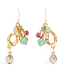 Ben-Amun - 24-karat Gold-plated, Faux Pearl, Crystal And Stone Earrings - Lyst