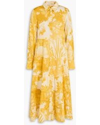 Erdem - Tiered Floral-Print Cotton Midi Shirt Dress - Lyst