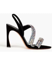 Alexandre Birman - Alanis 100 Crystal-embellished Suede Slingback Sandals - Lyst