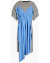 MM6 by Maison Martin Margiela - Two-tone Cady-paneled French Cotton-terry Midi Dress - Lyst