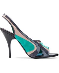 Emilio Pucci Satin, Smooth And Patent-leather Slingback Court Shoes - Blue