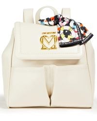 Love Moschino Embellished Faux Leather Backpack - White