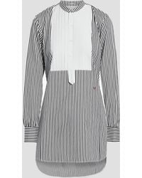 Victoria Beckham Pintucked Striped Cotton And Silk-blend Tunic - White