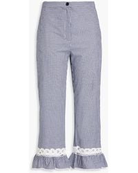 Maje - Cropped Gingham Cotton Straight-leg Pants - Lyst
