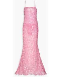 retroféte - Delaina Sequin-embellished Lace And Organza Gown - Lyst