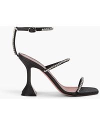 AMINA MUADDI - Gilda Crystal-Embellished Glittered Brushed-Leather Sandals - Lyst