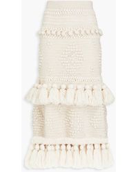 Zimmermann - Tiered Tasseled Crocheted Wool Midi Skirt - Lyst