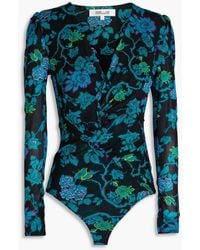 Diane von Furstenberg - Costanza Ruched Mesh Bodysuit - Lyst
