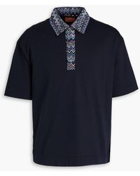 Missoni - Crochet Knit-trimmed Cotton-jersey Polo Shirt - Lyst