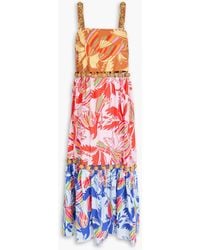 FARM Rio - Verziertes midikleid aus baumwollpopeline mit print und cut-outs - Lyst