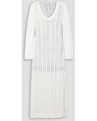 Brunello Cucinelli - Maxikleid aus einer gehäkelten mischung aus baumwolle, leinen und seide - Lyst
