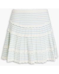 LoveShackFancy - Colella Metallic Striped Ribbed-Knit Mini Skirt - Lyst