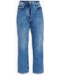 MSGM - Printed High-rise Straight-leg Jeans - Lyst