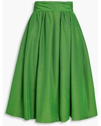 Carolina Herrera - Pleated Cotton-Blend Faille Midi Skirt - Lyst