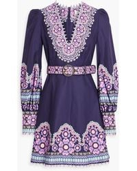 Zimmermann - Floral-print Cotton And Silk-blend Poplin Mini Dress - Lyst