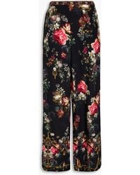 CAMILLA - Crystal-Embellished Floral-Print Silk Crepe De Chine Wide-Leg Pants - Lyst