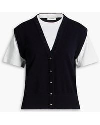 Sandro - Jersey-Paneled Wool And Cashmere-Blend Cardigan - Lyst