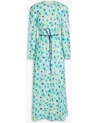 Zimmermann Vitali Abstract-print Mandarin-collar Linen Maxi Dress in Purple  | Lyst UK