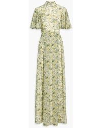 Mikael Aghal - Pleated Floral-print Chiffon Maxi Dress - Lyst