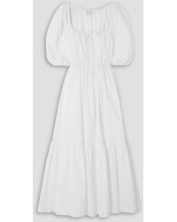 Matteau - Tiered Broderie Anglaise Cotton-poplin Midi Dress - Lyst