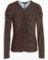 Veronica Beard - Neeta bedrucktes oberteil aus jersey mit raffungen - Lyst