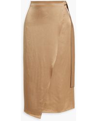 Vince - Wrap-Effect Satin Midi Skirt - Lyst