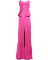 Safiyaa Strapless Satin-crepe Peplum Gown Bright Pink