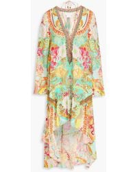CAMILLA - Asymmetric Crystal-Embellished Printed Silk Crepe De Chine Maxi Dress - Lyst