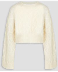 REMAIN Birger Christensen - Cropped Cable-knit Mohair-blend Sweater - Lyst