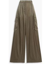 Tibi - Hose "stella" mit weitem bein aus satin mit falten - Lyst