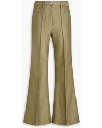 Zimmermann - Belted Wool And Silk-blend Flared Pants - Lyst