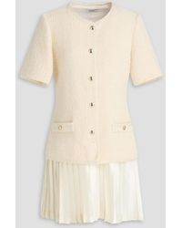 Sandro - Satin-Paneled Cotton-Blend Tweed Mini Dress - Lyst