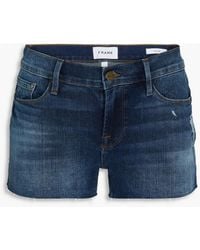 FRAME - Distressed Denim Shorts - Lyst